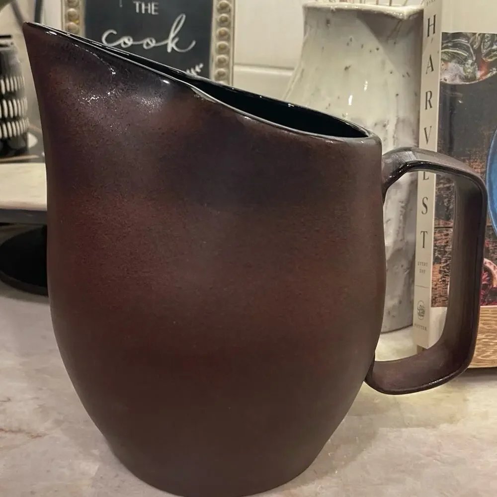 Cara Espana Sangria pottery pitcher and cups matte brown
